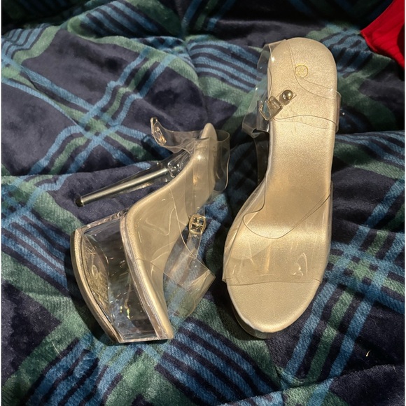 Shoes - Clear wedge high heels